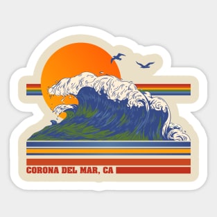 Retro Corona Del Mar CA 70s Style Tourist Souvenir Sticker